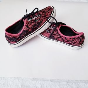 Pink & Black Lace Vans sneakers